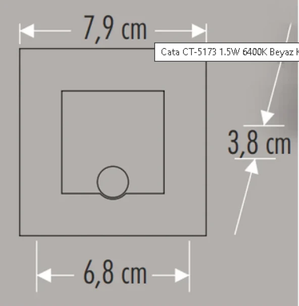 CATA CT 5183 1.5 W Radar Sensörlü Kare Koridor Aydınlatması 6400K Beyaz ışık - 3