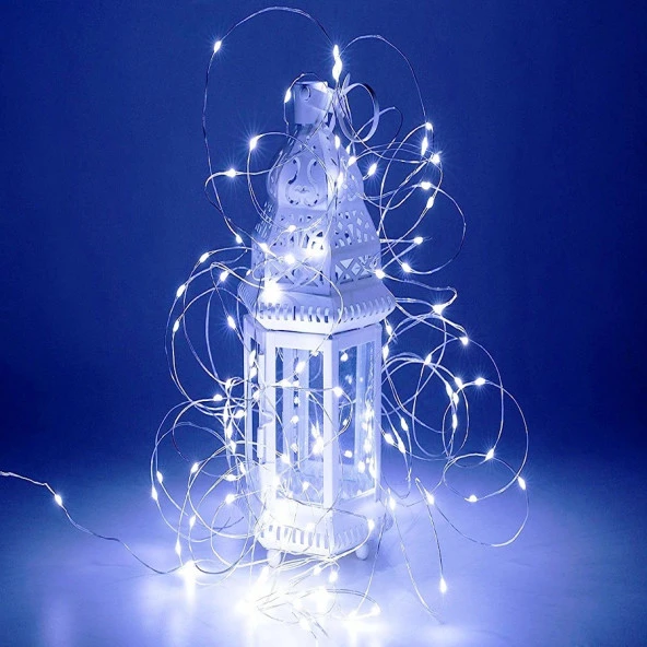 7 METRE YILBAŞI AĞACI IŞIĞI BEYAZ PİLLİ IŞIK PİLLİ BEYAZ LED IŞIK BEYAZ NOEL IŞIĞI YILBAŞI IŞIĞI - Resim 2