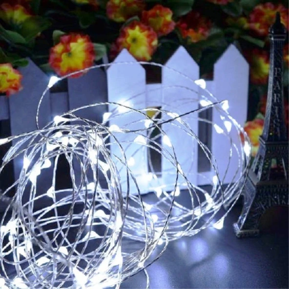 7 METRE YILBAŞI AĞACI IŞIĞI BEYAZ PİLLİ IŞIK PİLLİ BEYAZ LED IŞIK BEYAZ NOEL IŞIĞI YILBAŞI IŞIĞI - Resim 3