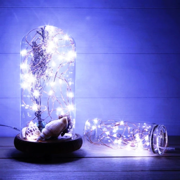 7 METRE YILBAŞI AĞACI IŞIĞI BEYAZ PİLLİ IŞIK PİLLİ BEYAZ LED IŞIK BEYAZ NOEL IŞIĞI YILBAŞI IŞIĞI - Resim 4