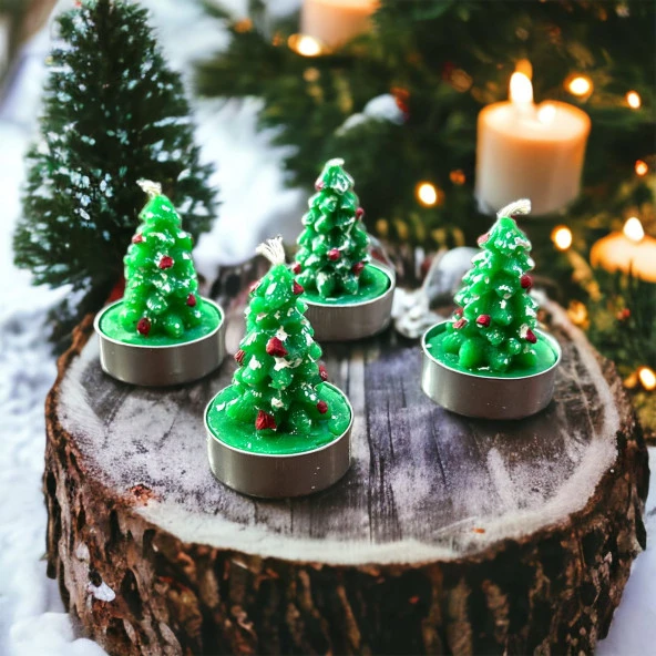 4 PCS MINI PINE TREE CANDLE VIP KALİTE YILBAŞI MUMU 4 ADET ÇAM AĞAÇLI MUM GERÇEK MUM ÇAM AĞACI MUM ürün görseli