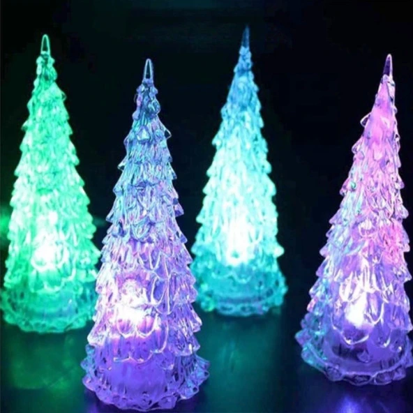 VIP RGB PINE TREE LED LIGHT RENKLİ LED IŞIKLI ÇAM AĞACI 22 CM IŞIKLI ÇAM AĞACI IŞIKLI YILBAŞI AĞACI