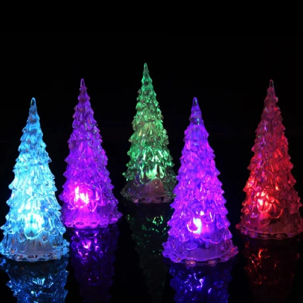 IŞIKLI YILBAŞI AĞACI VIP RENKLİ LED IŞIKLI ÇAM AĞACI 13 CM IŞIKLI ÇAM AĞACI RGB PINE TREE LED LIGHT - Resim 2