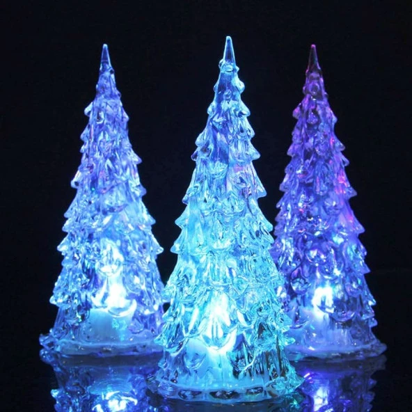 IŞIKLI YILBAŞI AĞACI VIP RENKLİ LED IŞIKLI ÇAM AĞACI 13 CM IŞIKLI ÇAM AĞACI RGB PINE TREE LED LIGHT - Resim 4