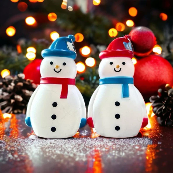 2 ADET VIP KALİTE IŞIKLI KARDAN ADAM KIRMIZI VE MAVİ RENK YILBAŞI FENERİ GÜN IŞIĞI PİLLİ LED IŞIK ürün görseli