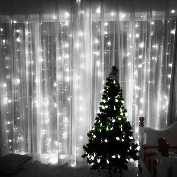 VIP BEYAZ SALKIM LED IŞIK 2.50X2 METRE EKLEMELİ 16 DALLI 320 LEDLİ MODLU 220V BEYAZ PERDE LED IŞIK - Resim 3