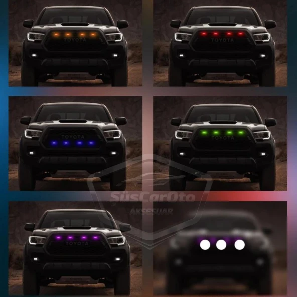 Üniversal Oto RGB Ön Panjur Ledi App Kontrollü Araç Ön Izgara Aydınlatma Off Road Suv Dekoratif Panjur Lambası 4lü 12V - Resim 4