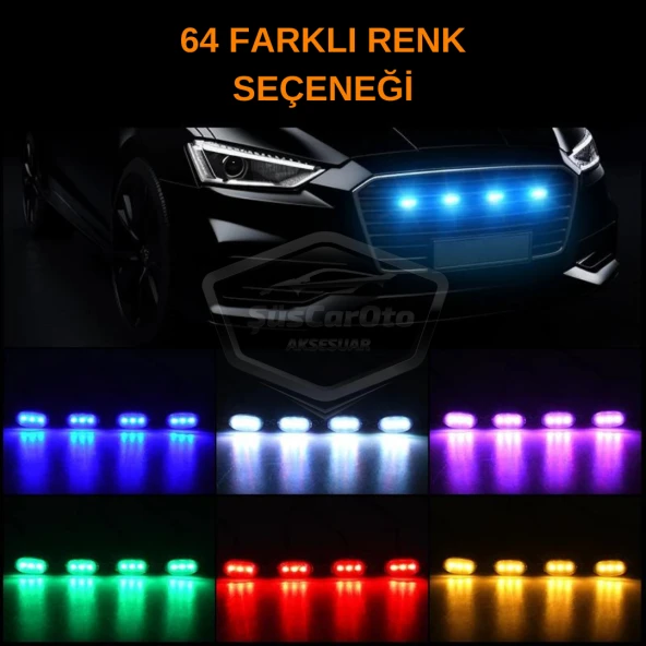 Üniversal Oto RGB Ön Panjur Ledi App Kontrollü Araç Ön Izgara Aydınlatma Off Road Suv Dekoratif Panjur Lambası 4lü 12V - Resim 5