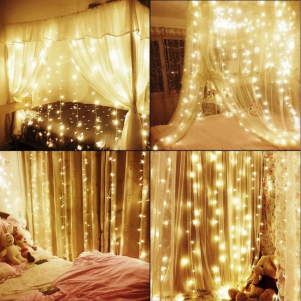 VIP GÜN IŞIĞI SALKIM LED IŞIK 2.50X2 MT. EKLEMELİ 16 DALLI 320 LEDLİ MODLU GÜN IŞIĞI PERDE LED IŞIK - Resim 6