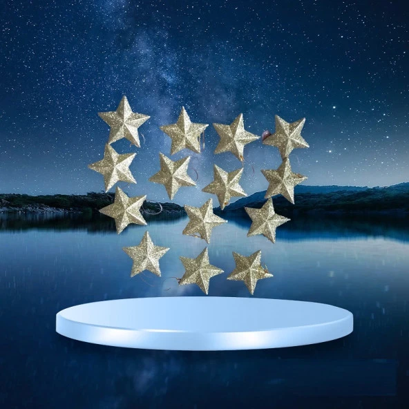 VIP 14 ADET SİMLİ GOLD YILDIZ SÜS GOLD YILDIZ NOEL AĞACI SÜSLERİ YILBAŞI AĞACI SÜSLERİ 7 CM YILDIZ ürün görseli