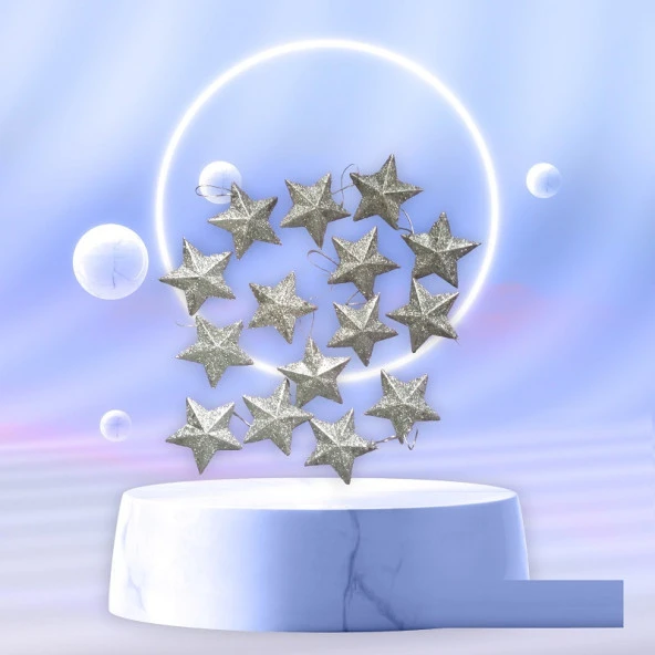 VIP 15 ADET SİMLİ GÜMÜŞ YILDIZ SÜS GÜMÜŞ YILDIZ NOEL AĞACI SÜSLERİ YILBAŞI AĞACI SÜSLERİ 7 CM ürün görseli