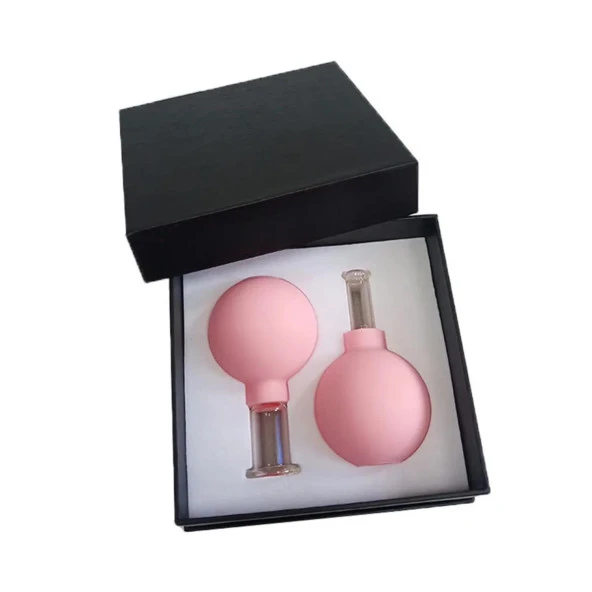 Silikon Vakumlu Cam Yüz Masaj Kupası 2li Set Pembe Renk ürün görseli
