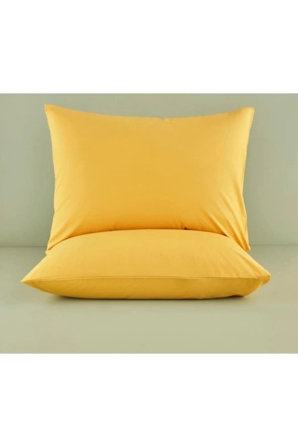 Sheri Home Tekstil Naturel 2 Li Yastık Kılıfı 100 Organik Pamuk -Yellow