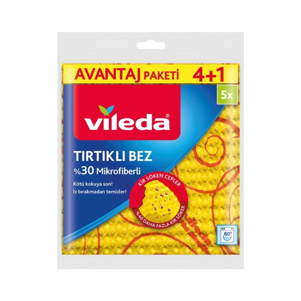 Vileda Tırtıklı 30 Mikrofiber 4+1 Temizlik Bezi