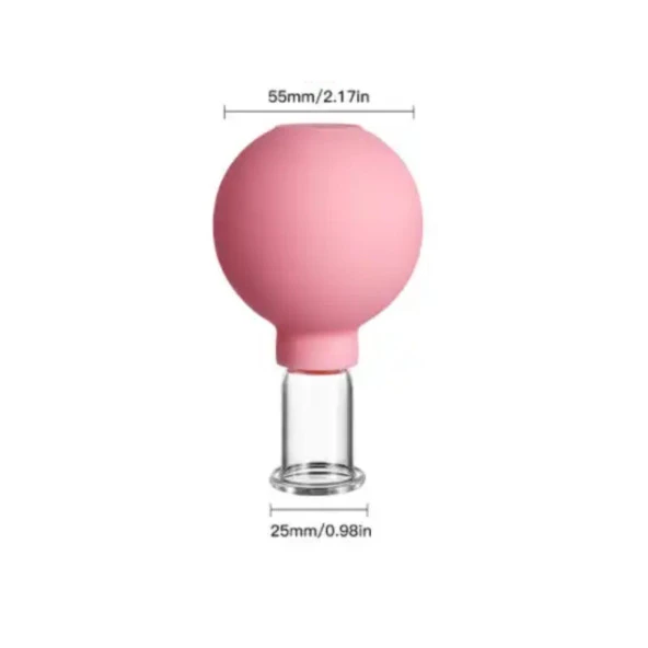 Silikon Vakumlu Yüz ve Boyun İçin Cam Masaj Kupası No:2 Pembe Renk ürün görseli