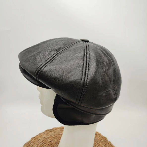 Sekiz Parça Deri Kasket Siyah Renk - 11