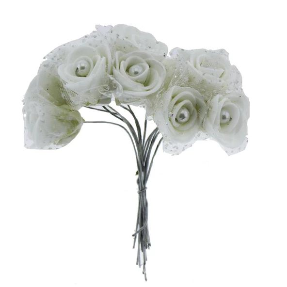 10 Demet (120 Adet) İncili Ve Tüllü Küçük Lateks Gül Çiçek - 10