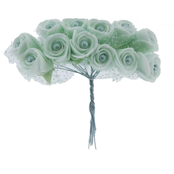 10 Demet (120 Adet) İncili Ve Tüllü Küçük Lateks Gül Çiçek - 6