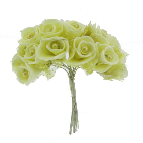 10 Demet (120 Adet) İncili Ve Tüllü Küçük Lateks Gül Çiçek - 4