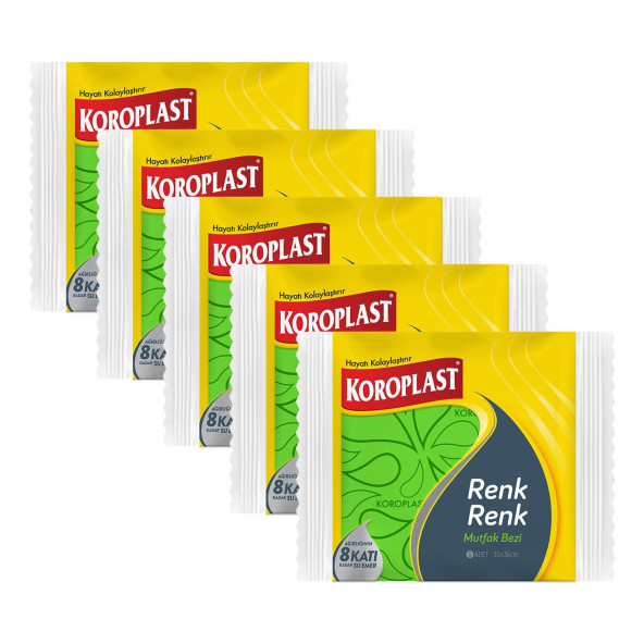 Koroplast Renk Renk Mutfak Bezi 5 Li x 5 Paket