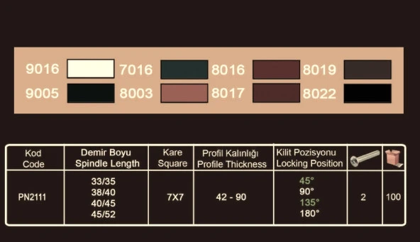 4 ADET Pencere Kolu Alüminyum KOYUKAHVE (SİYAH) (Star Model) - 4