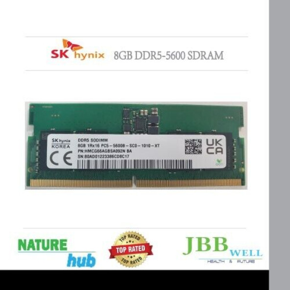 SK HYNIX HMCG66AGBSA095N BA 8GB DDR5  1Rx16 PC5 - 5600B - SC0 - 1010-XT NOTEBOOK RAM BELLEK