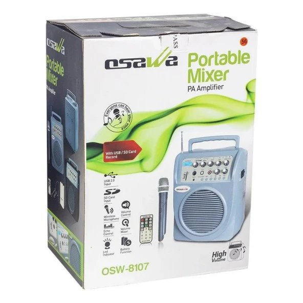 OSAWA OSW-8107E 60W USB/SD EL MİK SEYYAR MEVLÜT ANFİ (4353) - 2