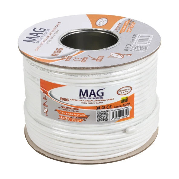 MAG RG6/U4 SAT1 BAKIR ANTEN KABLOSU (100 METRE) (4353) - 2