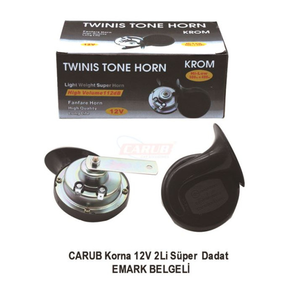 CARUB Korna 12V 2LiSüper Dadat Çift Fişli BELGELİ