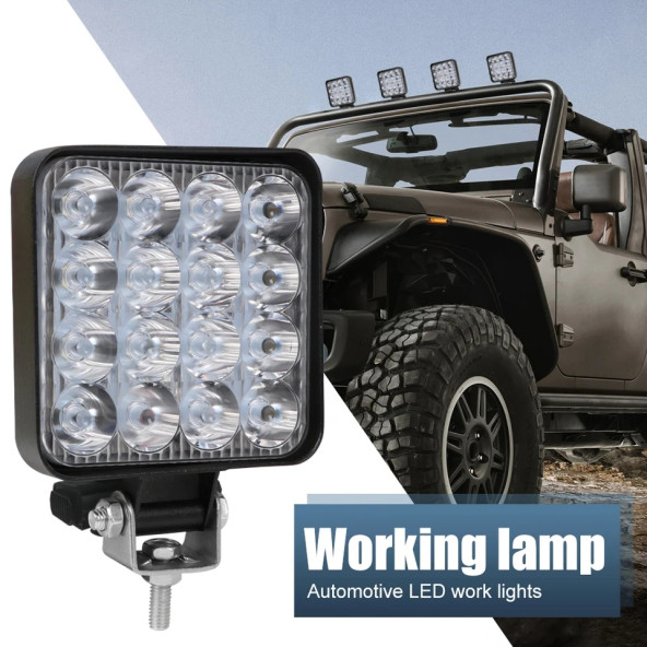 Off Road Sis Farı - Lambası 16 Led Kare Çalışma Lambası (10 Adet) - 2