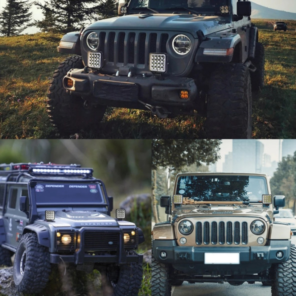 Off Road Sis Farı - Lambası 16 Led Kare Çalışma Lambası (2 Adet) - 4