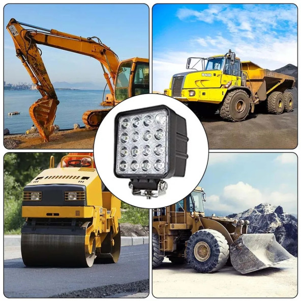 Off Road Sis Farı - Lambası 16 Led Kare Çalışma Lambası (2 Adet) - 5
