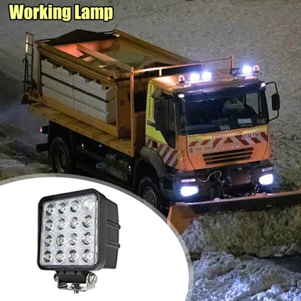 Off Road Sis Farı - Lambası 16 Led Kare Çalışma Lambası (2 Adet) - 6
