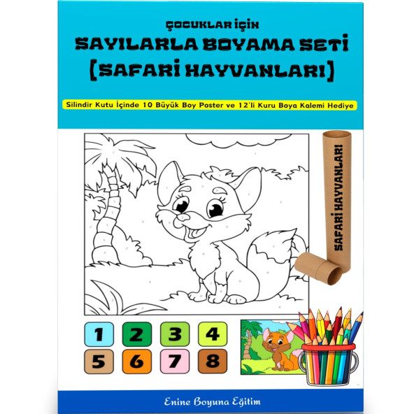 Çocuklar İçin Sayılarla Boyama Seti (Safari Hayvanlar) - 1