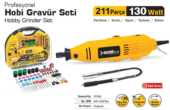 SGS Hobi Gravür Seti 130 W 211 Parça - 2