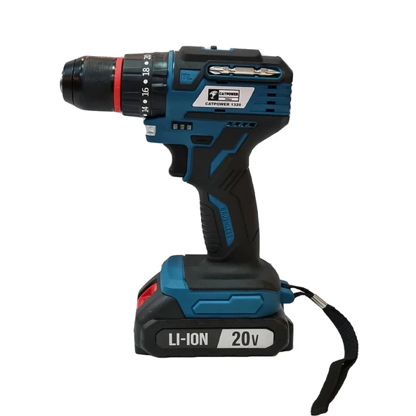 Catpower 1320 Akülü Şarjlı Vidalama Darbeli Matkap Kömürsüz 20V 2.0Ah - Resim 2
