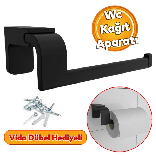 Metal Sağlam Vidalı Siyah Renk Kağıtlık Aparat Banyo Wc Tuvalet Kağıt Kağıtlık Standı Paslanmaz