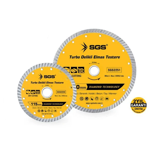 SGS Turbo Delikli Elmas Testere 115mm - 2