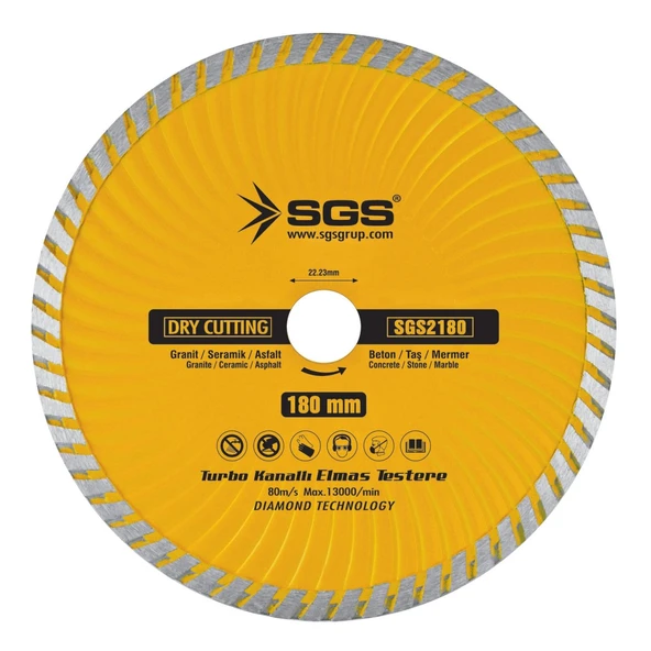 SGS Turbo Kanallı Elmas Mermer Granit Kesici 180mm - Resim 2