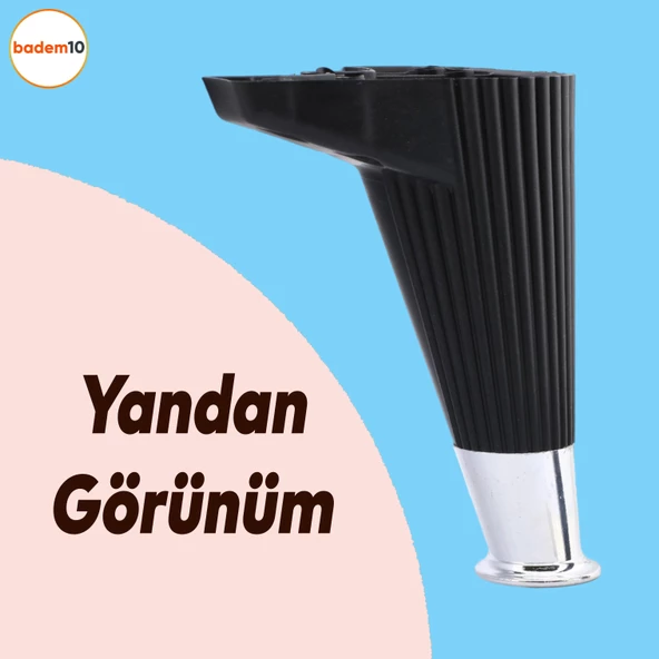 Wetra Line 6'lı Set Mobilya TV Ünitesi Çekyat Koltuk Kanepe Destek Ayağı 15 cm Siyah Krom M8 Civata - 4