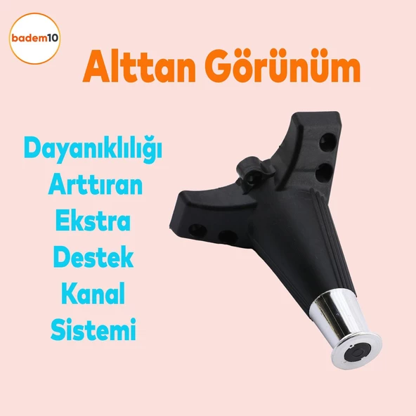 Wetra Line 6'lı Set Mobilya TV Ünitesi Çekyat Koltuk Kanepe Destek Ayağı 15 cm Siyah Krom M8 Civata - 5