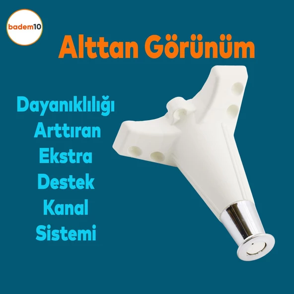 Wetra Line 6'lı Set Mobilya TV Ünitesi Çekyat Koltuk Kanepe Destek Ayağı 15 cm Beyaz Krom M8 Civata - Resim 5