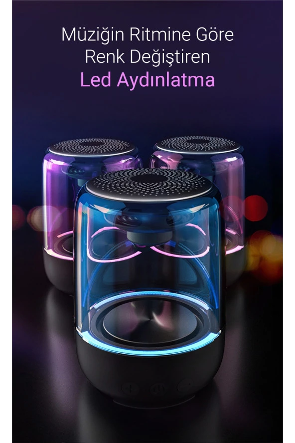 Kablosuz Bluetooth Işıklı Taşınabilir Hoparlör