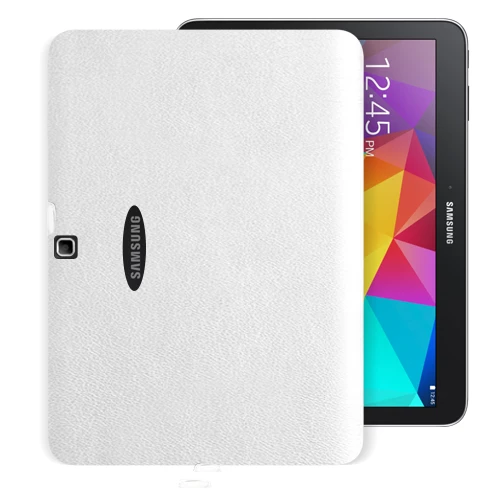 Samsung Galaxy Tab 4 T530 10.1" Kılıf Deri Dokulu Silikon Arka Kapak Beyaz