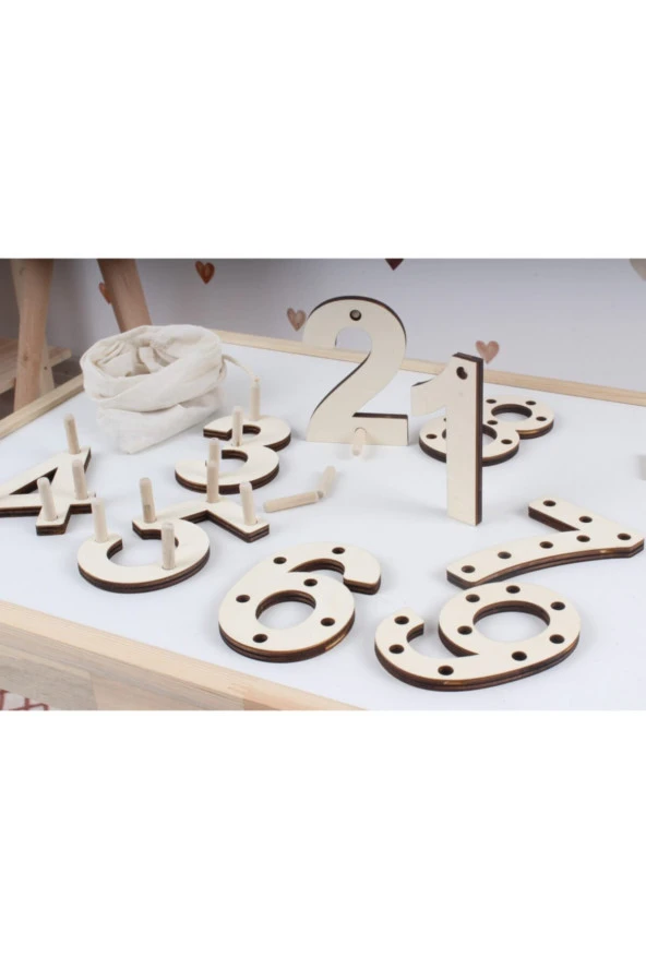 Delikli Rakamları Ve Miktarlarını Öğreniyorum Pim Takmalı Bez Torbalı 8mm - 2