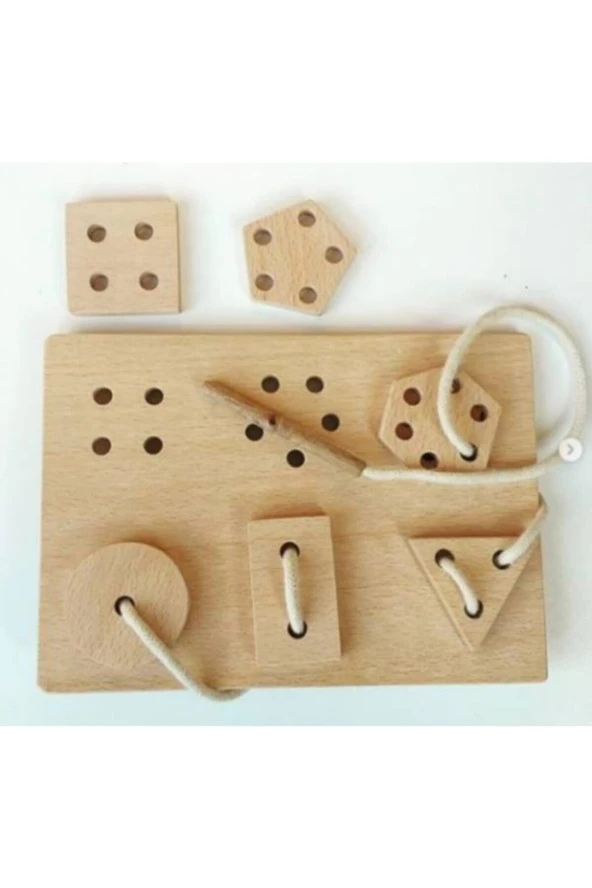 Montessori Dikilebilen Şekiller Oyunu Doğal Ahşap