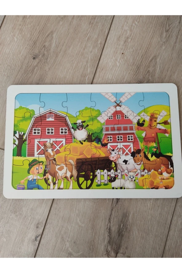 At Çiftliği Ve Hayvanlar Puzzle Ahşap Renkli Puzzle 24 Parça