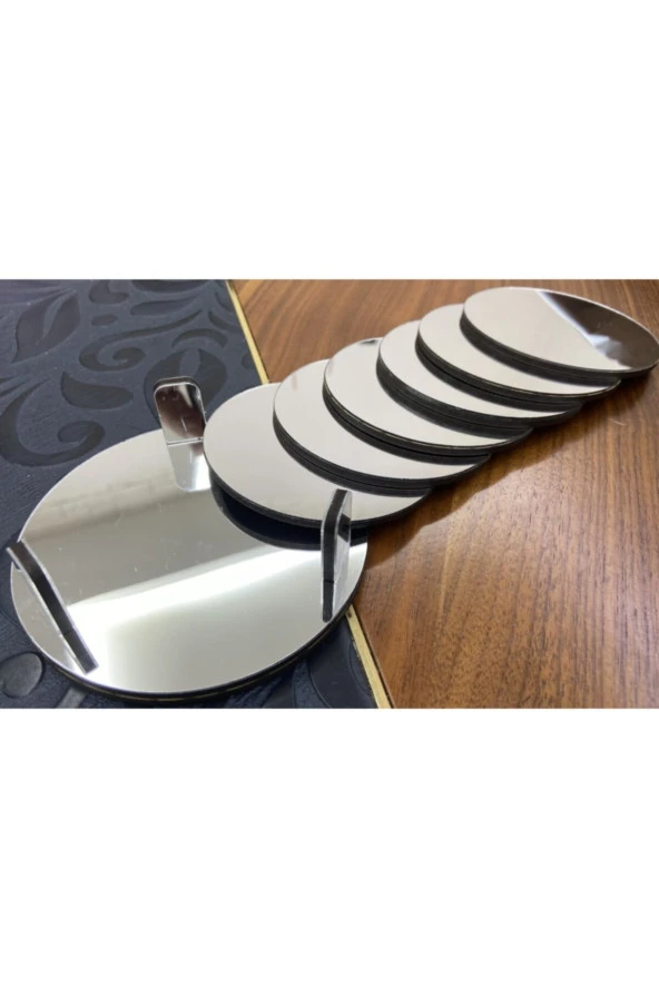 Gümüş Aynalı Bardak Altlığı 6 Adet - 2