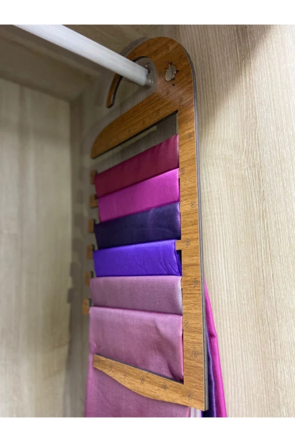 Ahşap Eşarp Askılığı Mıknatıslı, Şal Pantolon Kravat Elbise Askı Dolap Içi Düzenleyici - 3