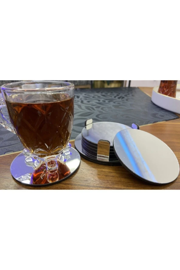 Gümüş Aynalı Bardak Altlığı 6 Adet - 3